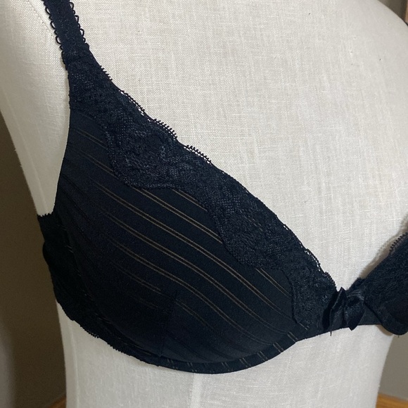 Ambrielle Myatique black & tan sheer stripe EXTREME Push up bra size 36C - Picture 2 of 8